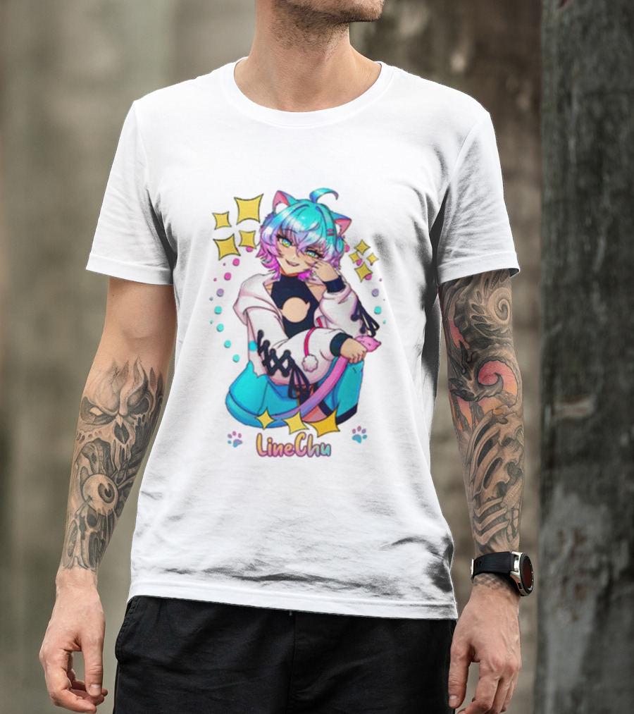 LineChu Glimmer Anime Character With Cat Ears And Colorful Pastel Aesthetic T-Shirt