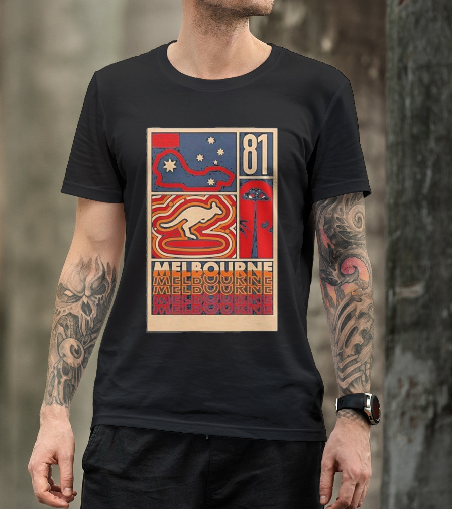 Melbourne 81 Stars Kangaroo Design Funny Oscar Piastri T-Shirt