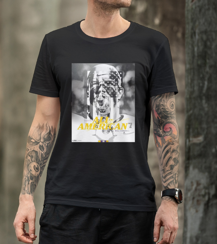 LSU Tigers Football Will Campbell Consensus All-American #66 T-Shirt
