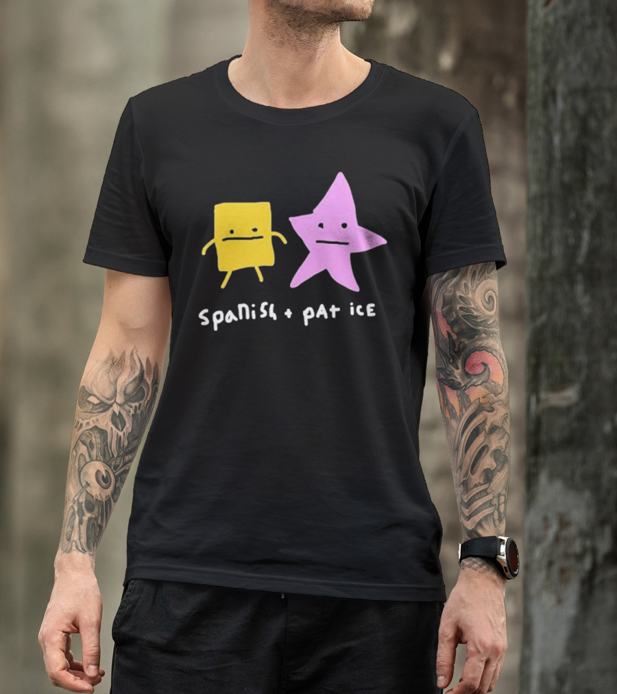 Spanish And Pat Ice Cartoon Square And Star Characters T-Shirt