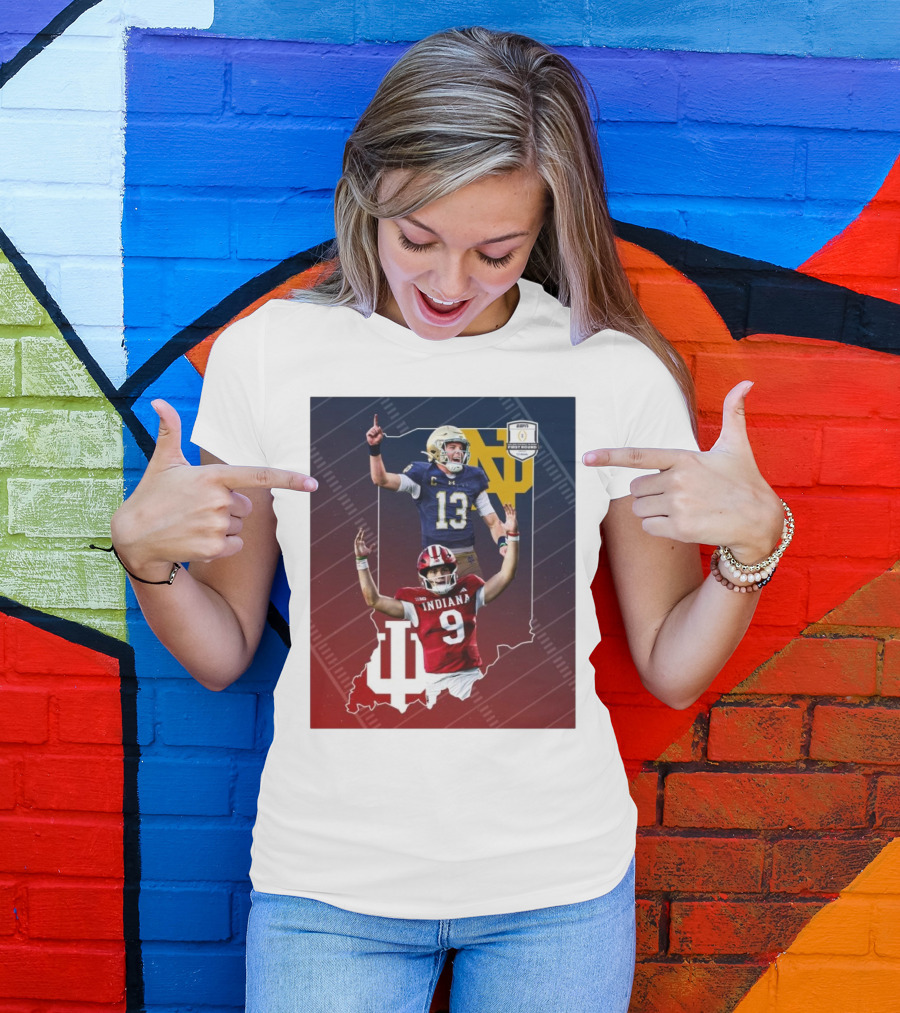 Indiana Hoosiers Versus Notre Dame Fighting Irish 12-Team CFP Friday Matchup T-Shirt