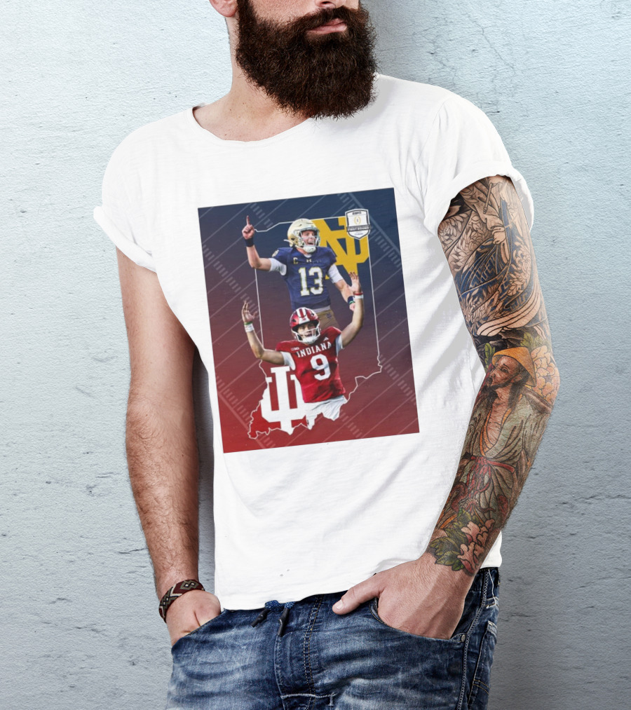 Indiana Hoosiers Versus Notre Dame Fighting Irish 12-Team CFP Friday Matchup T-Shirt