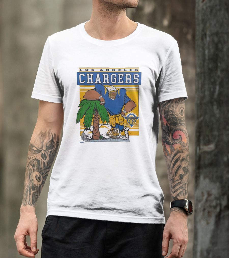 Los Angeles Chargers Crenshaw Skate Club Light Blue Palm Tree Established 1960 Football Player T-Shirt
