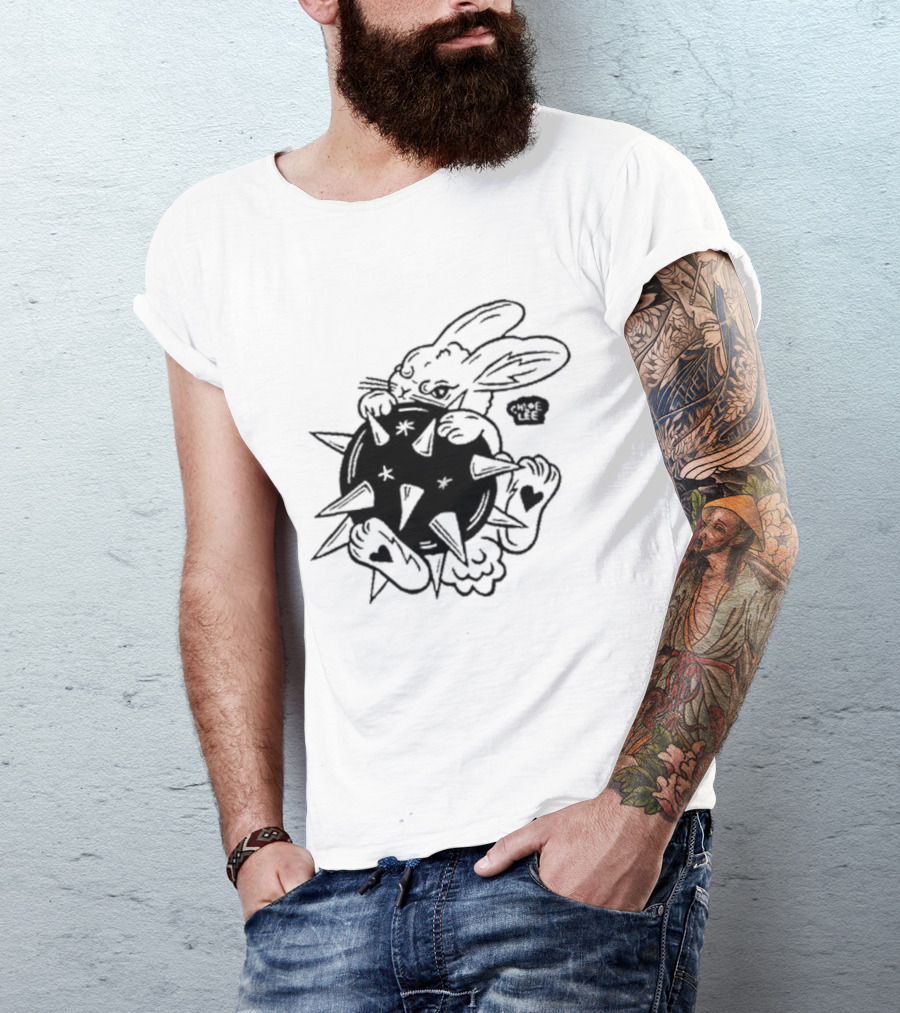 Chloeleeart Morningstar Bunny Holding Spiked Ball With Stars And Hearts T-Shirt