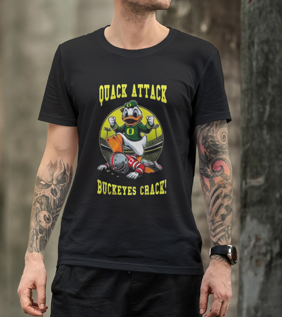 Oregon Ducks Quack Attack Buckeyes Crack Football Mascot Showdown 2025 T-Shirt