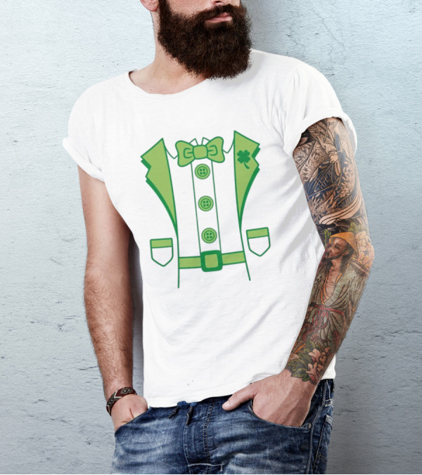 Leprechaun Suit With Bowtie And Shamrock St Patty’s Day T-Shirt