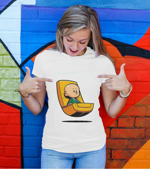 Professor X Cartoon Style In Yellow Chair T-Shirt