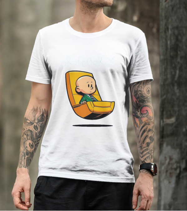 Professor X Cartoon Style In Yellow Chair T-Shirt