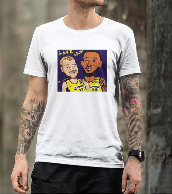 LeBron James And Luka Dončić Lake Show Lakers Cartoon Art 23 77 T-Shirt