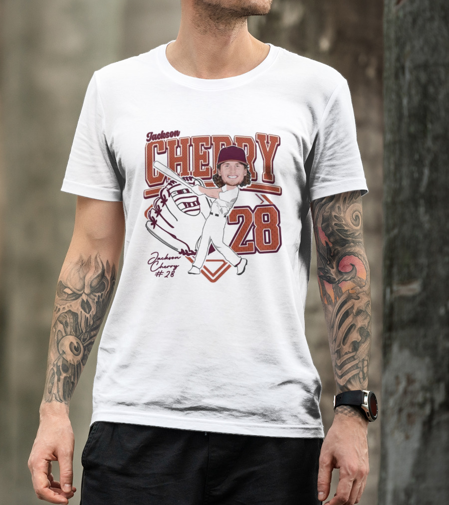 Cherry Baseball Jackson #28 Player Portrait 2025 T-Shirt