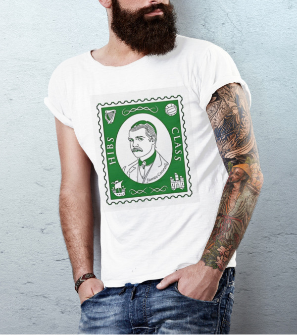 James Connolly Hibs Class Stamp With Harp, Ball, Ship, Castle Symbols T-Shirt