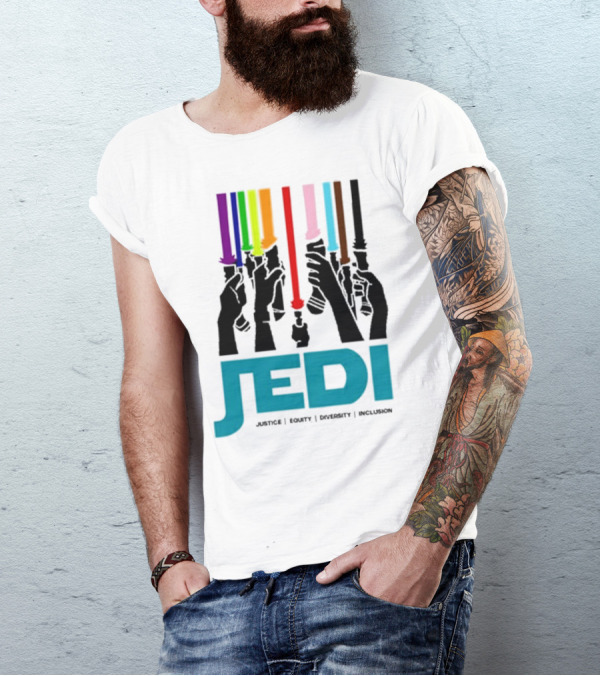 Jedi Justice Equity Diversity Inclusion Lightsaber Colors T-Shirt