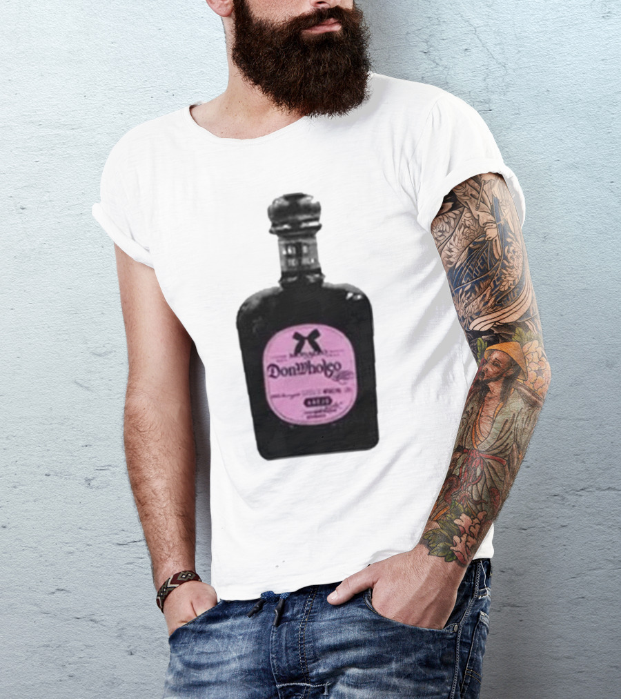Monaleo Donwholeo Tequila Bottle Pink Label T-Shirt