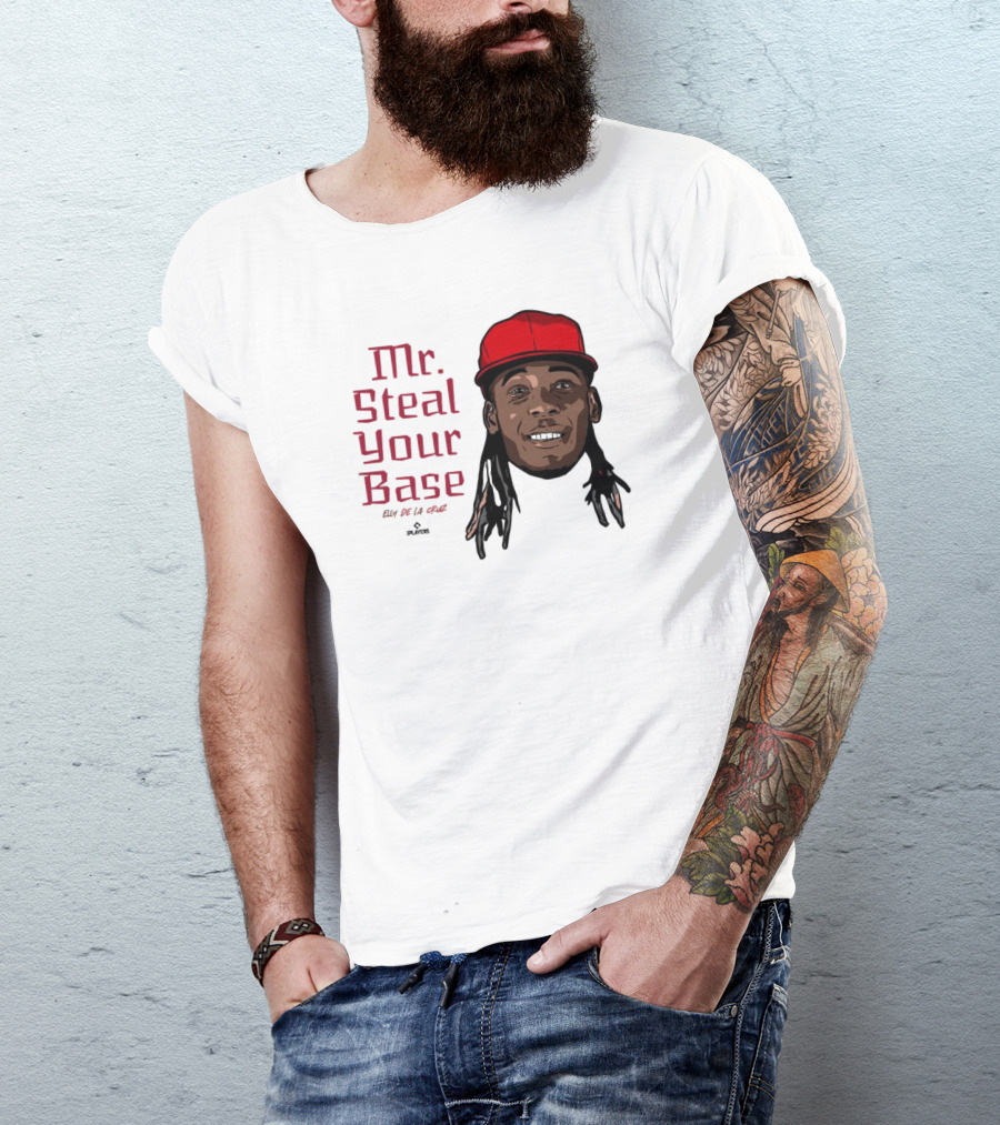 Mr Steal Your Base Elly De La Cruz Red Cap Portrait T-Shirt