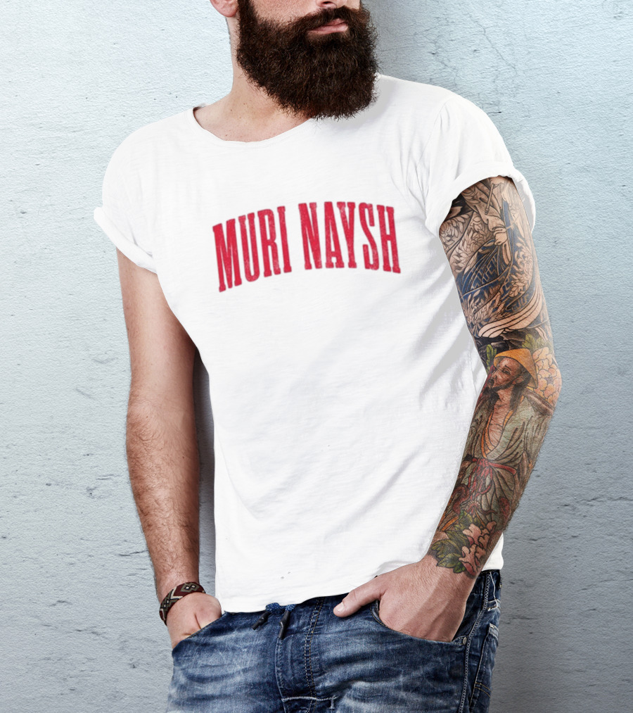 Muri Naysh Red Sparkle Bold Text T-Shirt