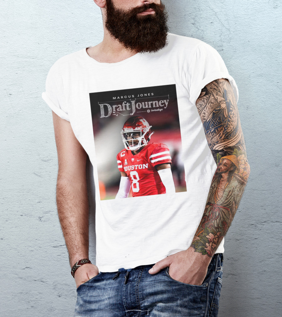 Marcus Jones New England Patriots NFL Draft Journey Houston Football T-Shirt