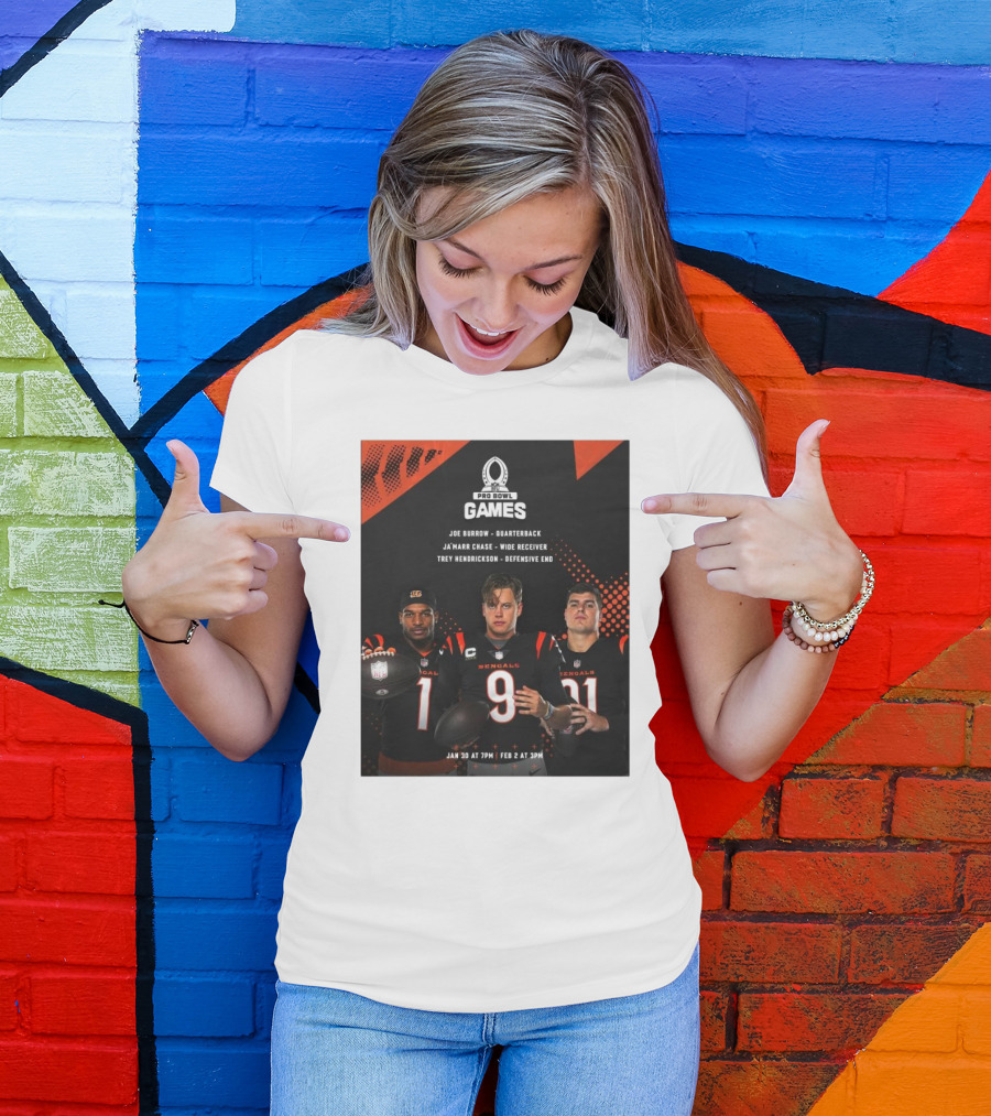 Pro Bowl Games 2025 Joe Burrow Ja’marr Chase Trey Hendrickson Jan 30 Feb 2 Bengals NFL T-Shirt