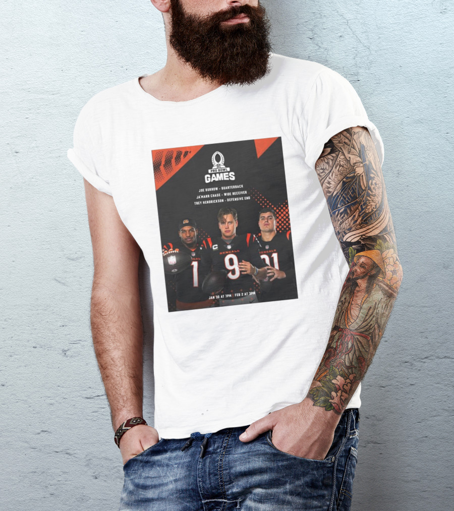 Pro Bowl Games 2025 Joe Burrow Ja’marr Chase Trey Hendrickson Jan 30 Feb 2 Bengals NFL T-Shirt