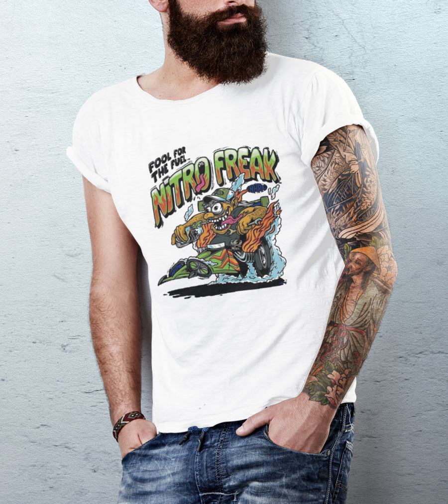 NHRA Nitro Freak Fool For The Fuel Drag Racing Cartoon Character T-Shirt