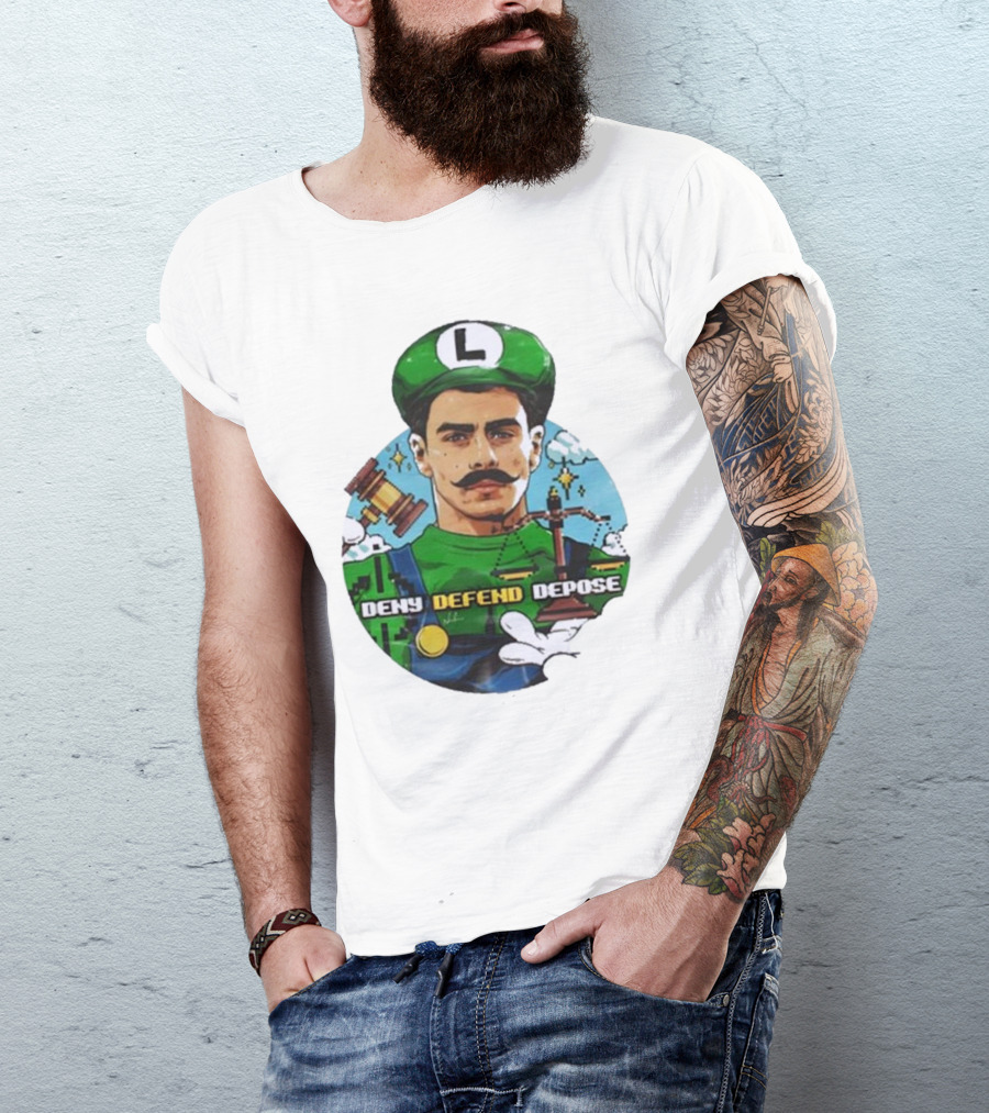 Nordacious Store Deny Defend Depose Mario Luigi Parody T-Shirt