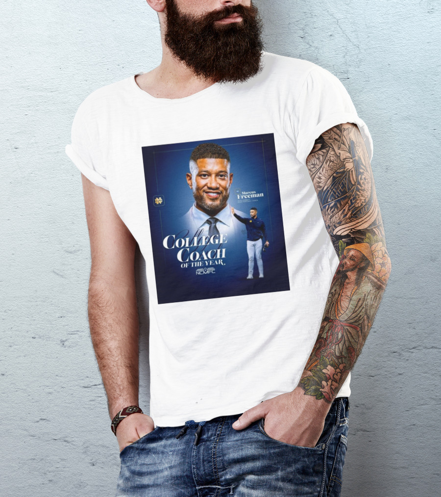 Marcus Freeman 2025 Notre Dame Fighting Irish NCMFC College Coach Of The Year T-Shirt