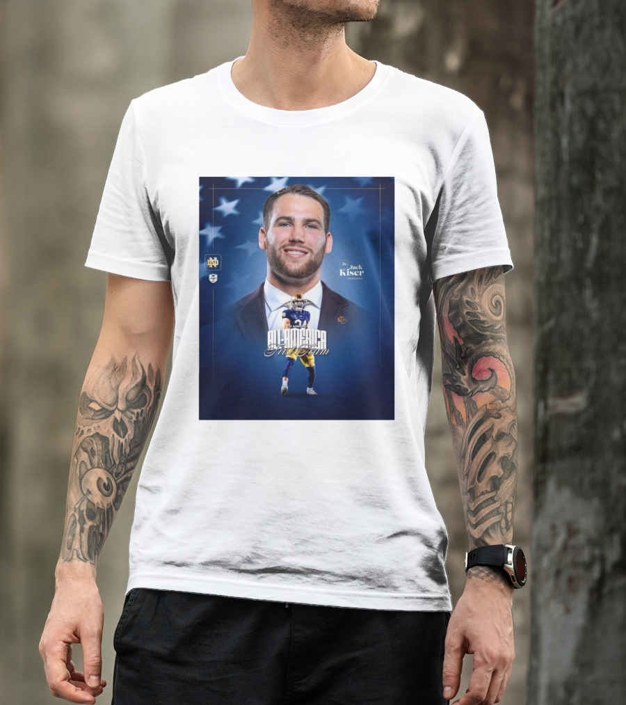 Notre Dame Football CSC Academic All-America First Team Jack Kiser Linebacker 24 Star Background T-Shirt