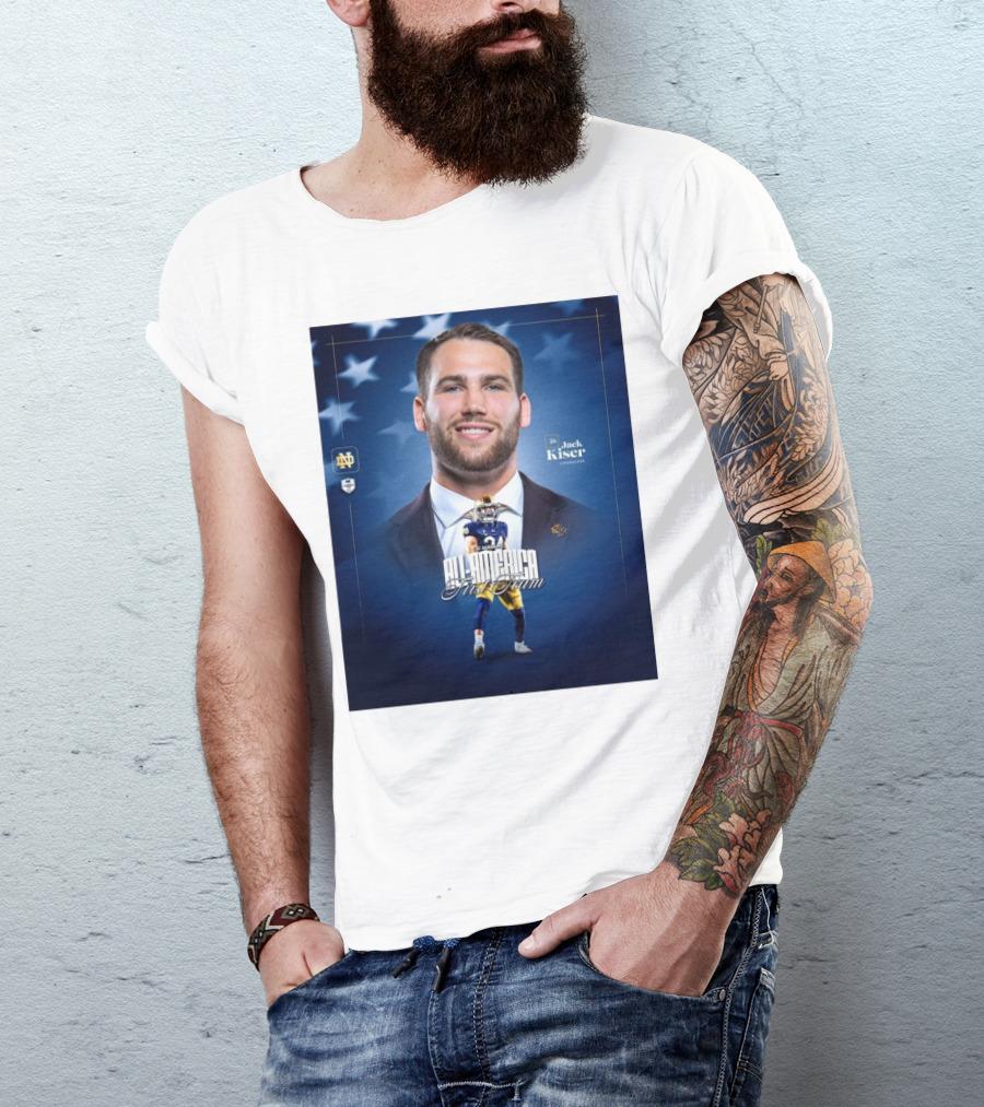 Notre Dame Football CSC Academic All-America First Team Jack Kiser Linebacker 24 Star Background T-Shirt