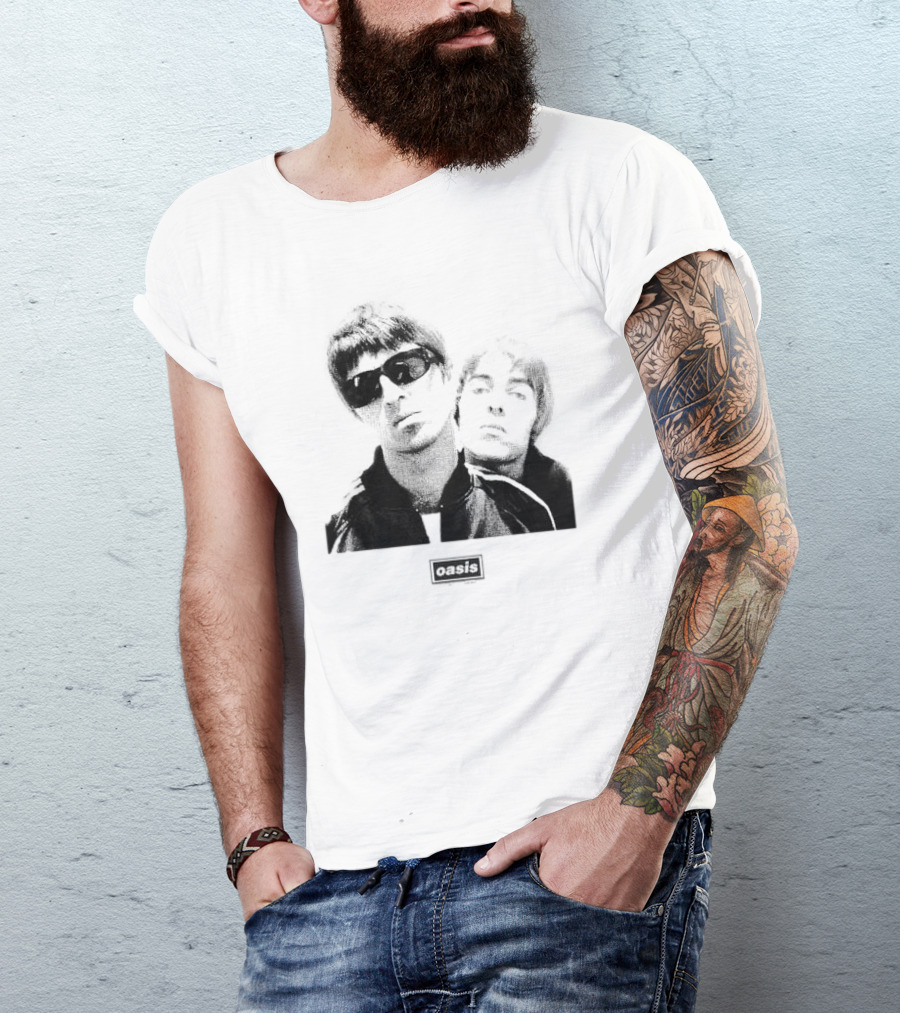 Oasis Boxed Web Exclusive Liam And Noel Gallagher Black And White T-Shirt