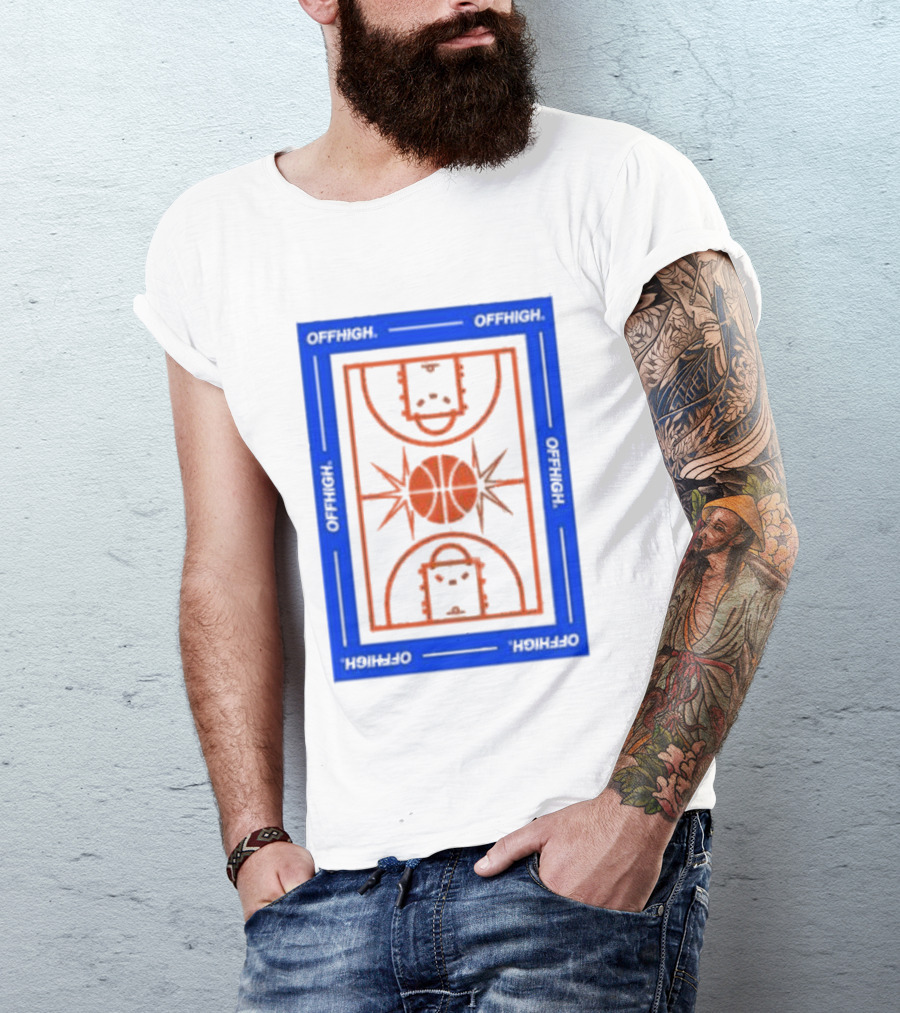 Offhigh Home White Basketball Court Blueprint T-Shirt