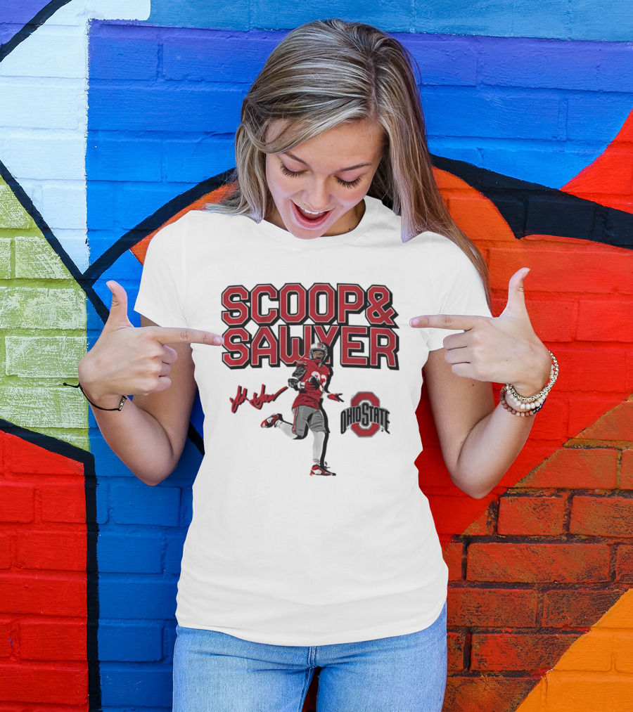 Ohio State Scoop And Sawyer Jack Sawyer Signature Buckeyes Football T-Shirt