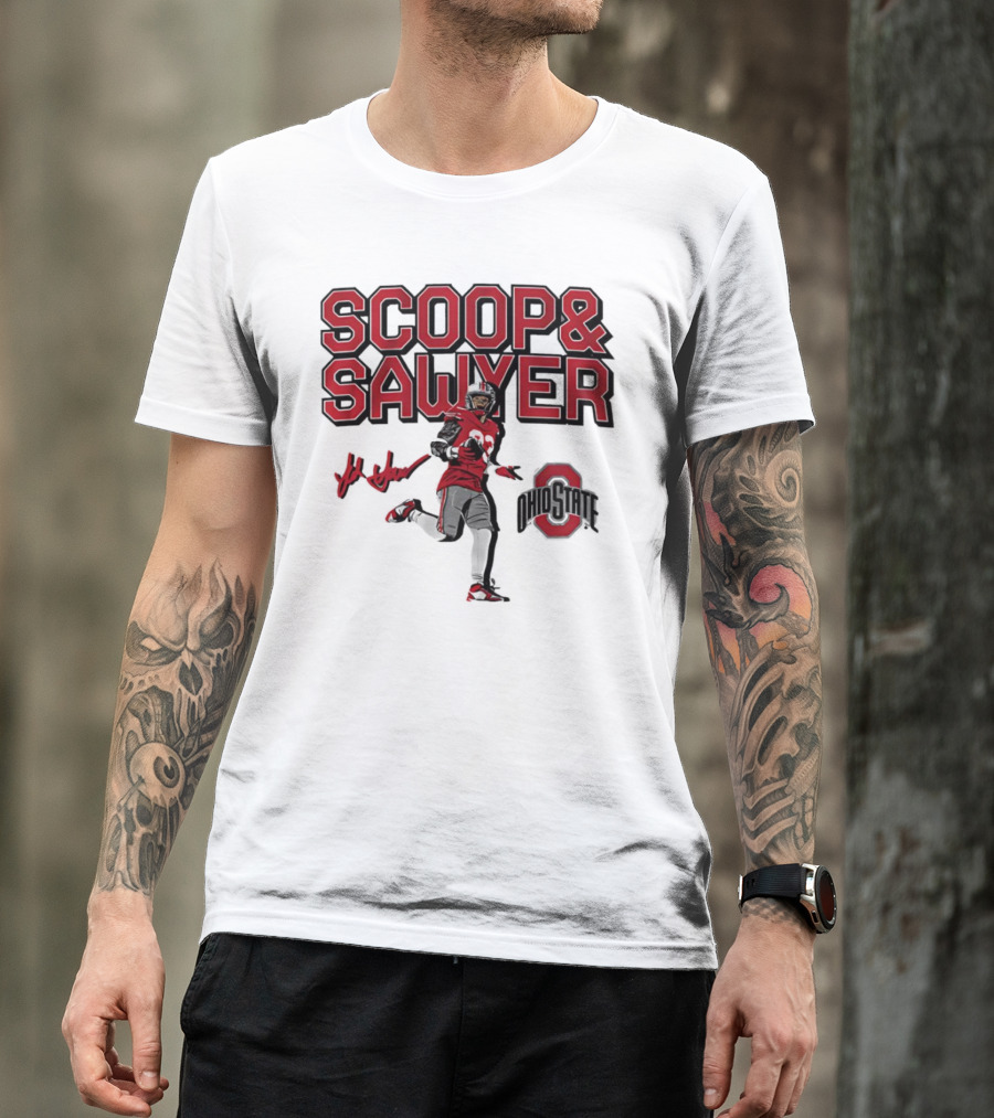 Ohio State Scoop And Sawyer Jack Sawyer Signature Buckeyes Football T-Shirt