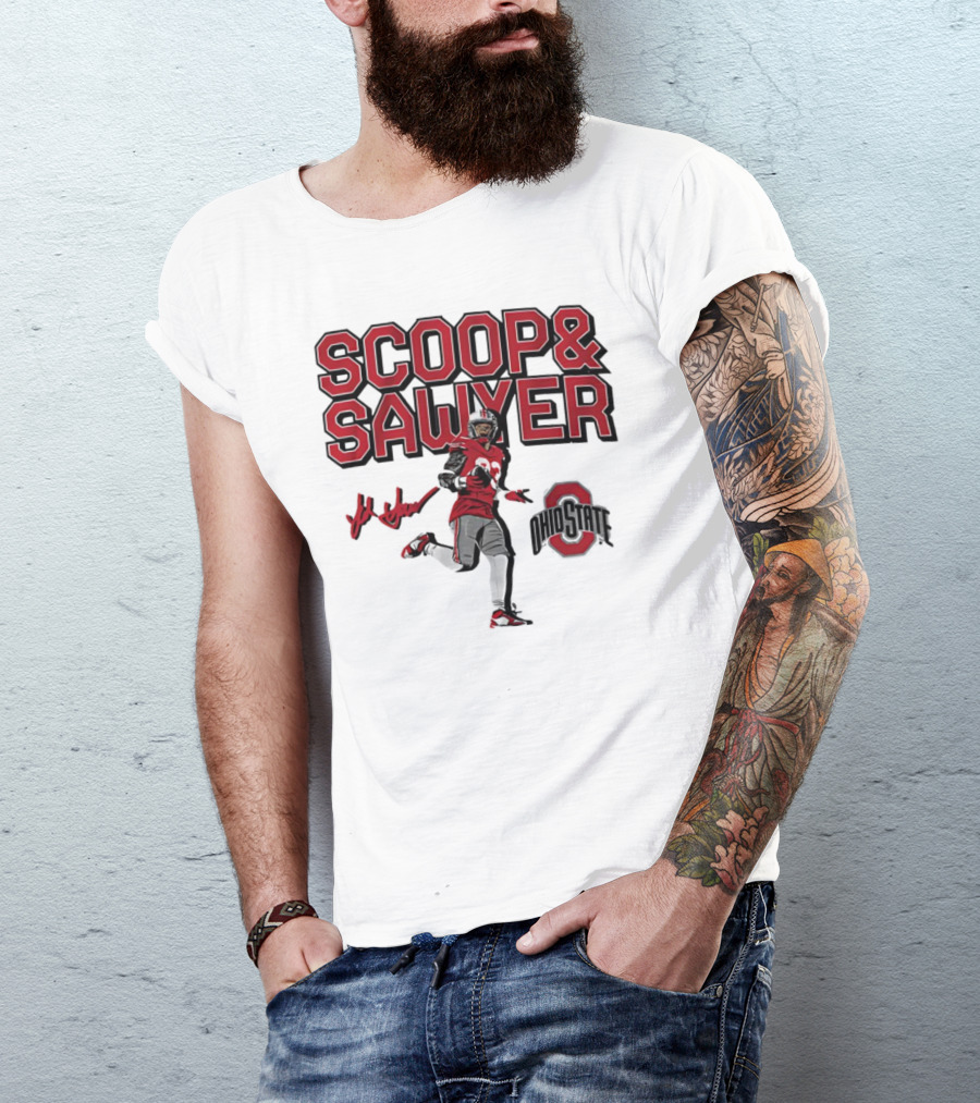 Ohio State Scoop And Sawyer Jack Sawyer Signature Buckeyes Football T-Shirt