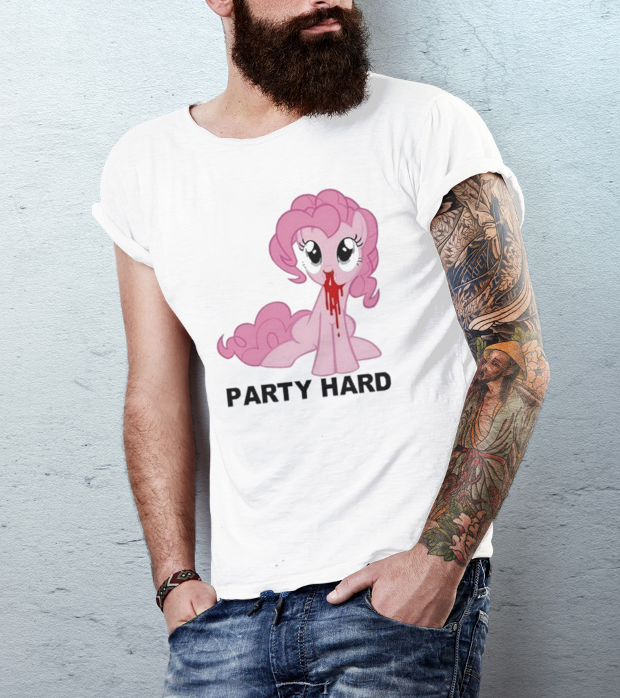 Party Hard Pony Creepy Pink Character Emo Aesthetic T-Shirt