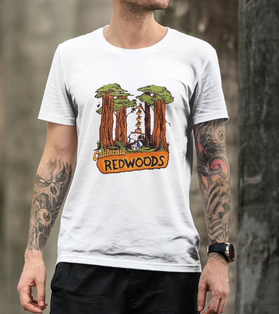 California Redwoods Snoopy Peanuts Camping Adventure T-Shirt