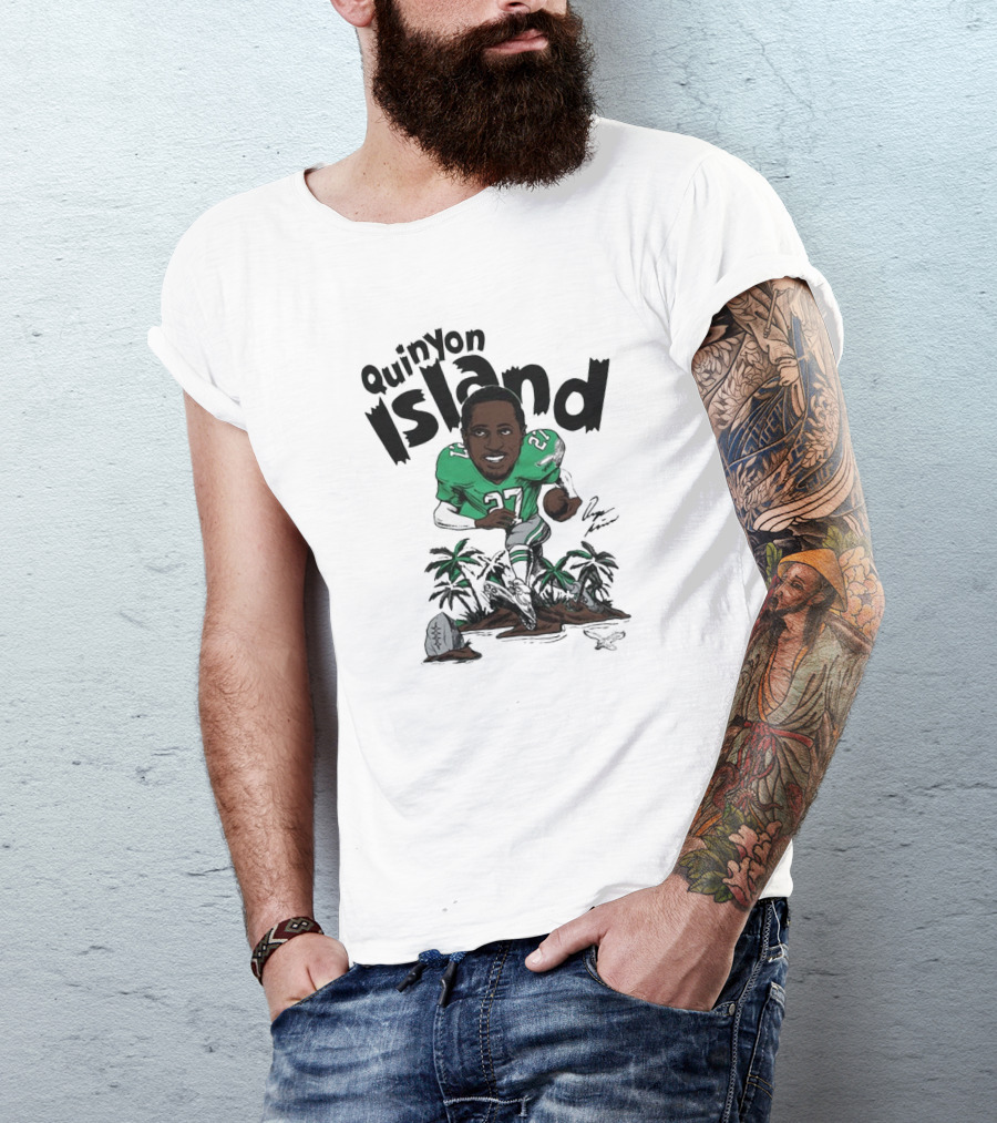 Quinyon Island Philadelphia Eagles NFL Caricature Player Signature 27 T-Shirt