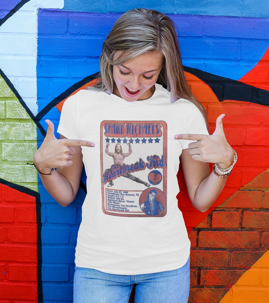 Shawn Michaels The Heartbreak Kid WWE Trading Card Born July 22 1965 San Antonio TX The Showstopper T-Shirt