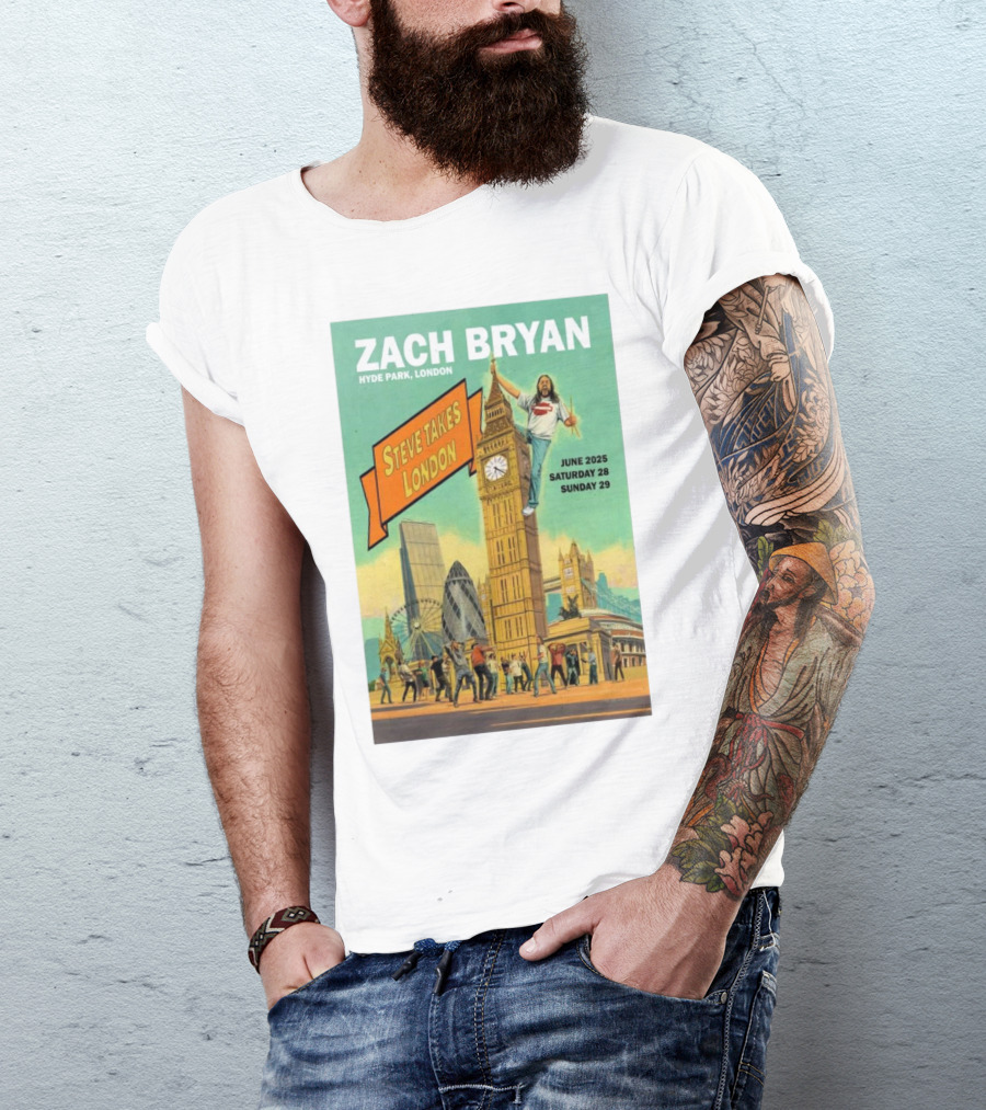 Zach Bryan Hyde Park London June 2025 Steve Takes London Saturday 28 Sunday 29 T-Shirt