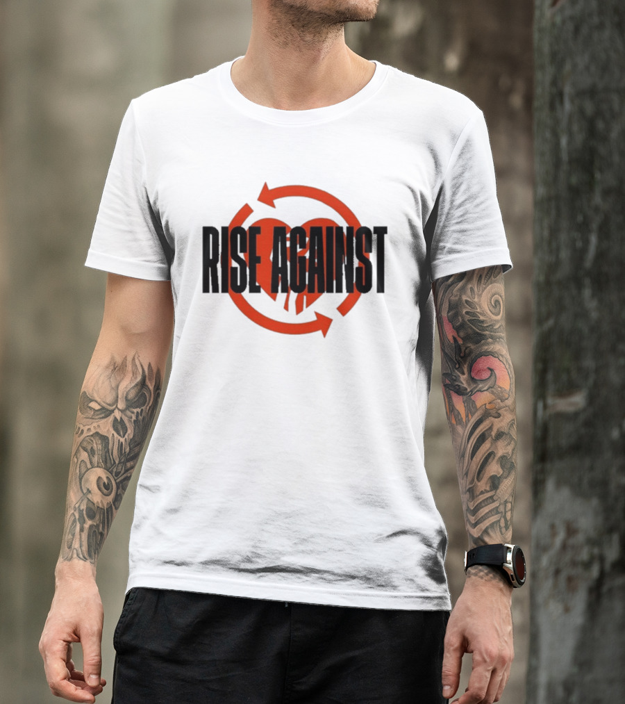 Rise Against Red Heart Fist Arrow Emblem T-Shirt