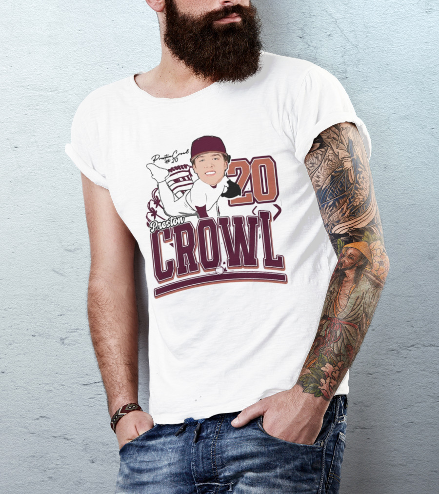 Preston Crowl Baseball 2025 Pitcher Number 20 T-Shirt