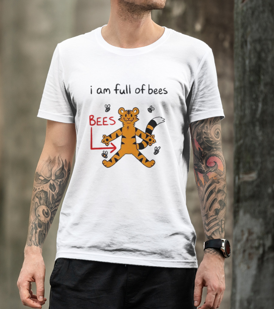 Prism Paws Tiger Bees Humor Graphic T-Shirt