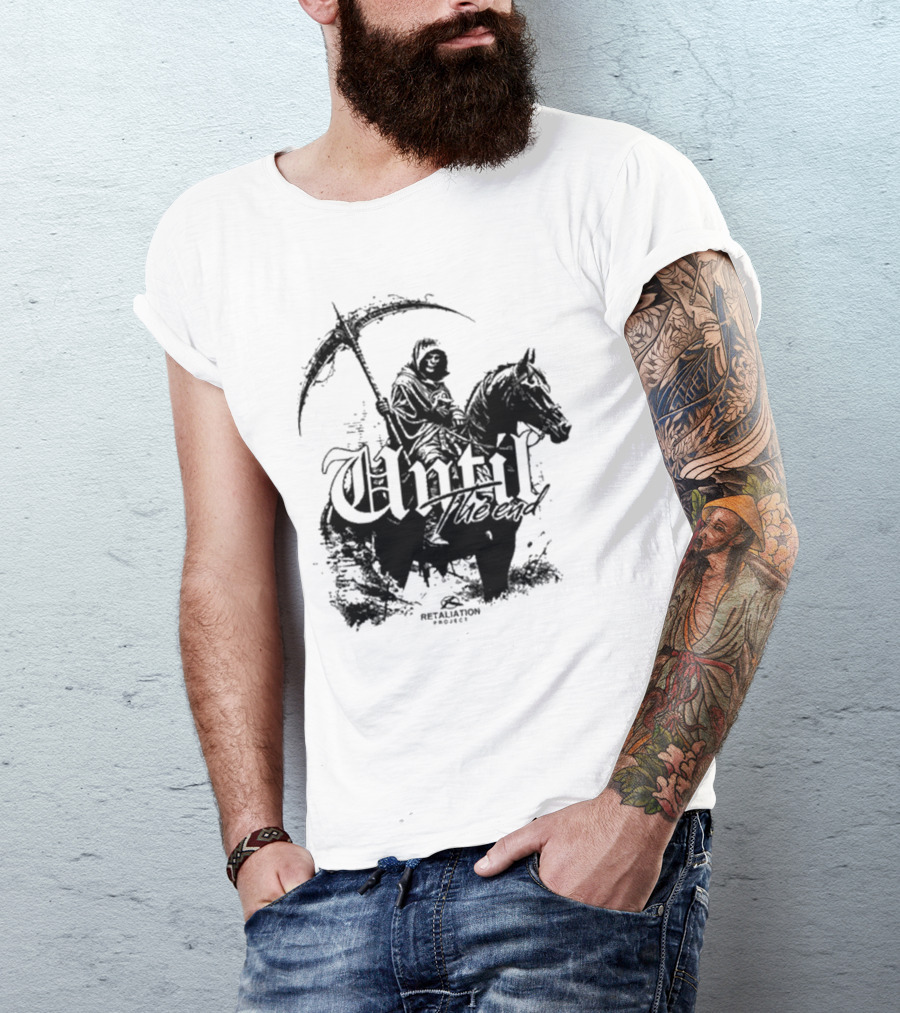Retaliation Project Until The End Eternal Distressed Skull Design T-Shirt