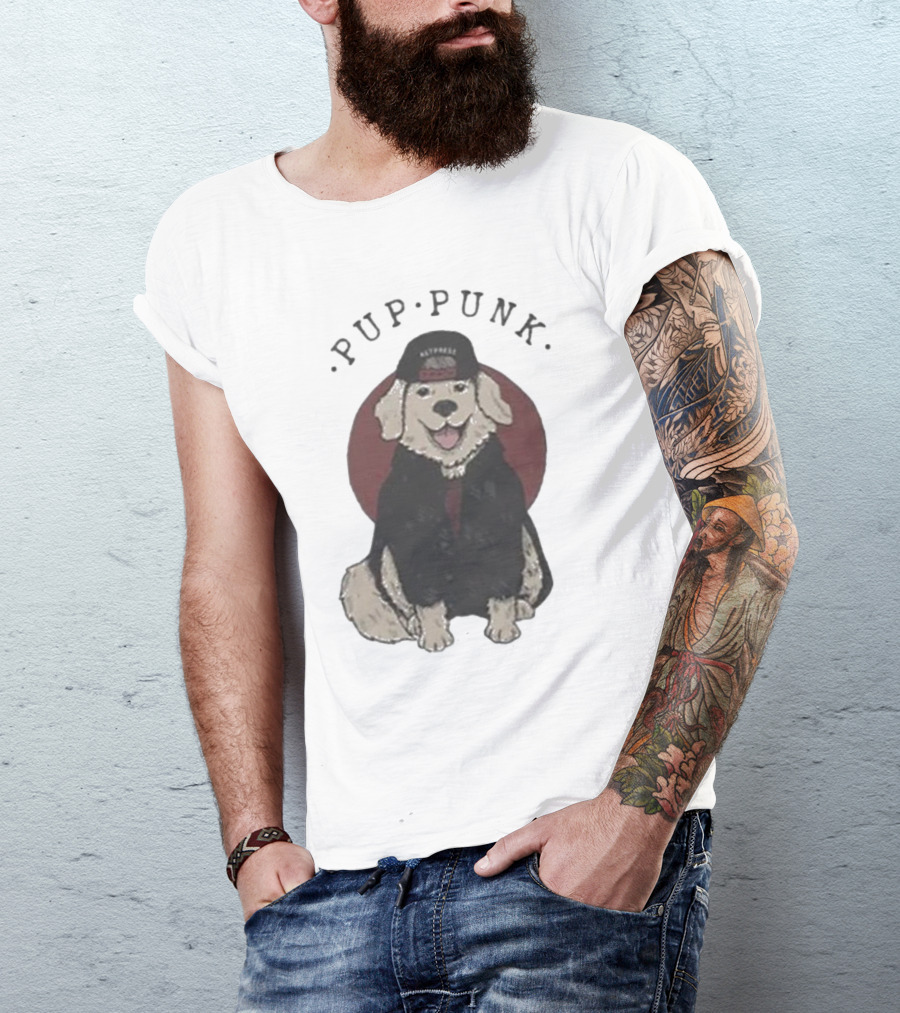Pup Punk Funny Dog Hat Trick Adorable Canine Style T-Shirt