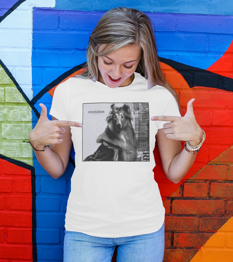Revutation Reveille Collie Newspaper Style T-Shirt