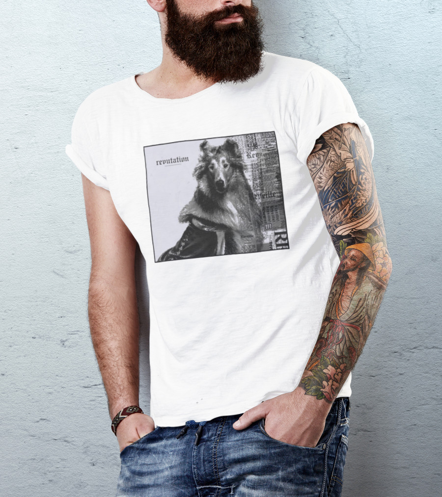 Revutation Reveille Collie Newspaper Style T-Shirt