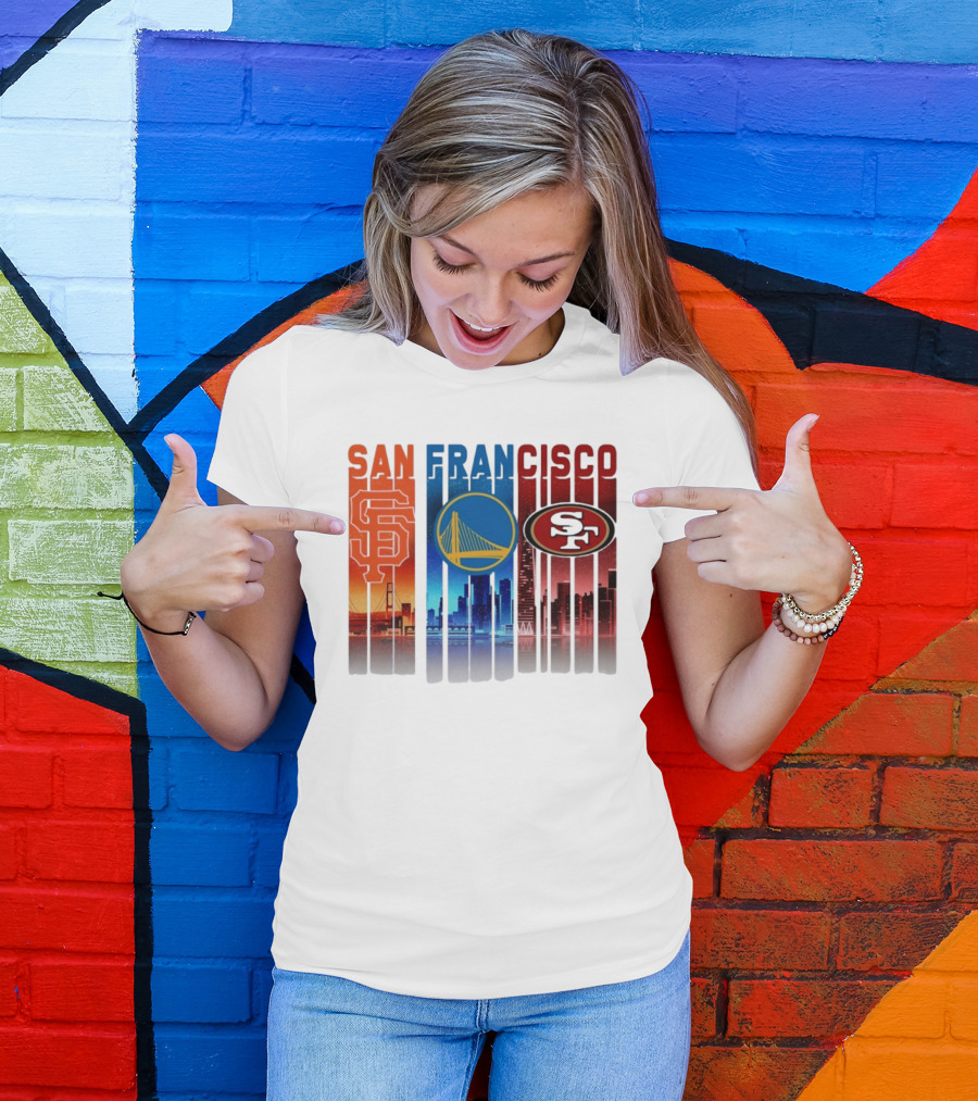 San Francisco Giants Warriors 49ers Cityscape Skyline T-Shirt