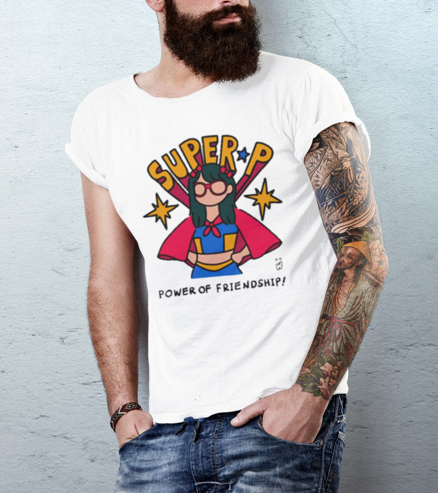 Super P Pastel Superhero Cartoon Character Friendship T-Shirt