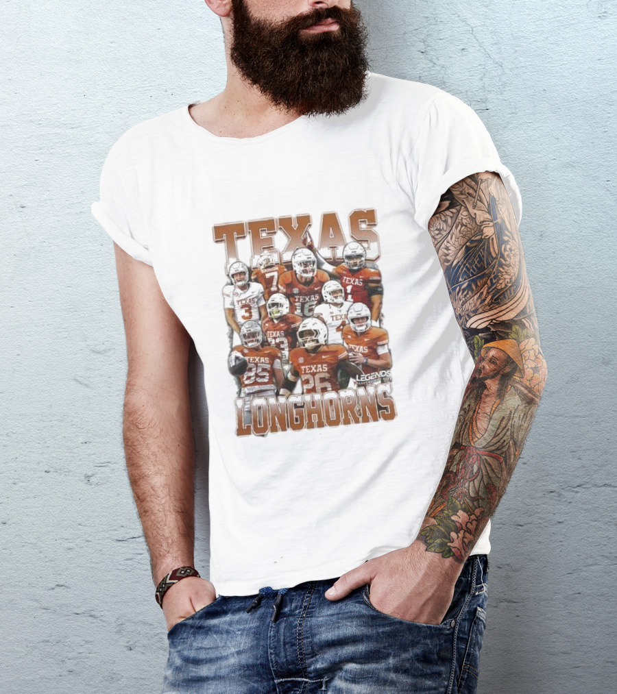 Texas Longhorns Football Legends Heavy Weight Team Players T-Shirt