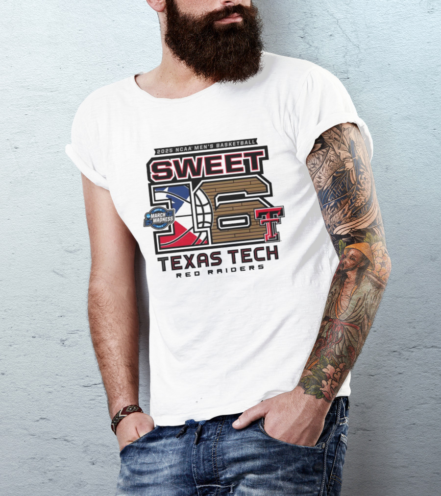 Texas Tech Basketball Sweet 16 Above The Rim 2025 Grey Tri-Blend T-Shirt