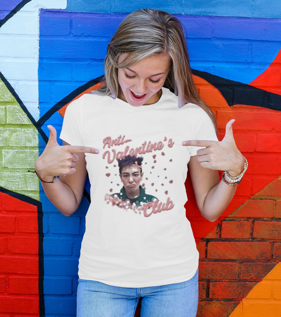 Anti Valentine’s Club Pouting Face Hearts T-Shirt