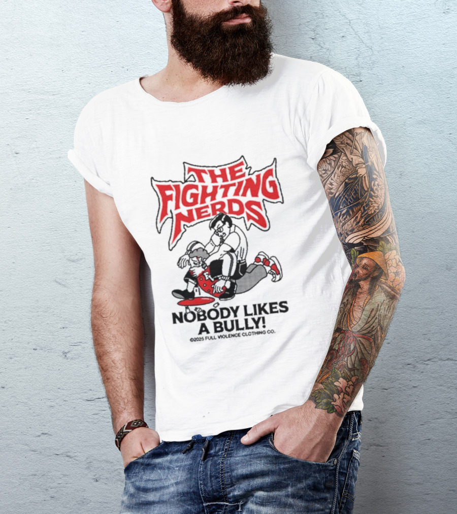 The Fighting Nerds Nobody Likes A Bully Cartoon Robot Battle T-Shirt